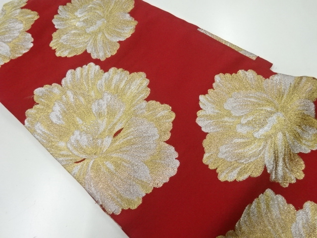 JAPANESE KIMONO / ANTIQUE NAGOYA OBI / WOVEN FLOWERS